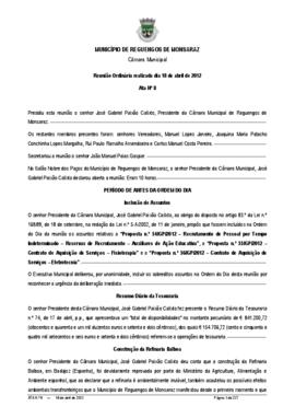 Acta n.º 8 (2012) do mandato 2009-2013