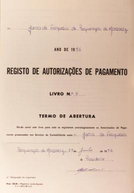 Registo das ordens de pagamento efectuadas pela Junta de Freguesia