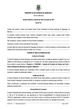 Acta n.º 25 (2011) do mandato 2009-2013