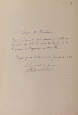Registo das sess&otilde;es da Junta de Freguesia de Reguengos de Monsaraz