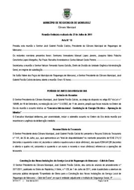 Acta n.º 15 (2011) do mandato 2009-2013