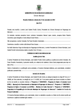 Acta n.º 22 (2012) do mandato 2009-2013
