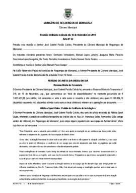 Acta n.º 22 (2011) do mandato 2009-2013