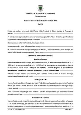 Acta n.º 4 (2012) do mandato 2009-2013
