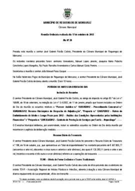 Acta n.º 20 (2012) do mandato 2009-2013