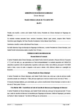 Acta n.º 8 (2013) do mandato 2009-2013