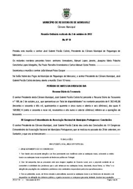 Acta n.º 19 (2012) do mandato 2009-2013