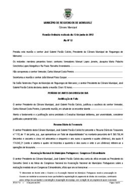 Acta n.º 12 (2012) do mandato 2009-2013