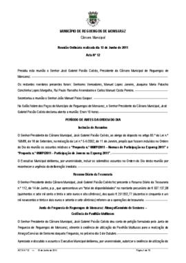 Acta n.º 12 (2011) do mandato 2009-2013