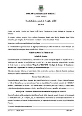 Acta n.º 14 (2012) do mandato 2009-2013