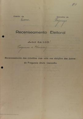 Registo do recenseamento para as eleições da Junta de Freguesia
