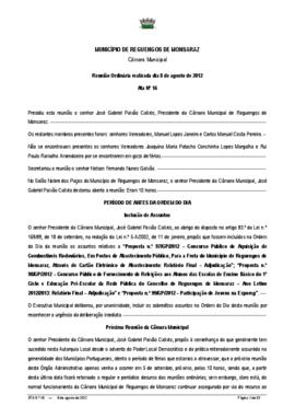 Acta n.º 16 (2012) do mandato 2009-2013
