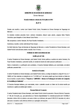 Acta n.º 15 (2013) do mandato 2009-2013